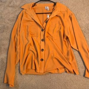 Button up mustard yellow shirt